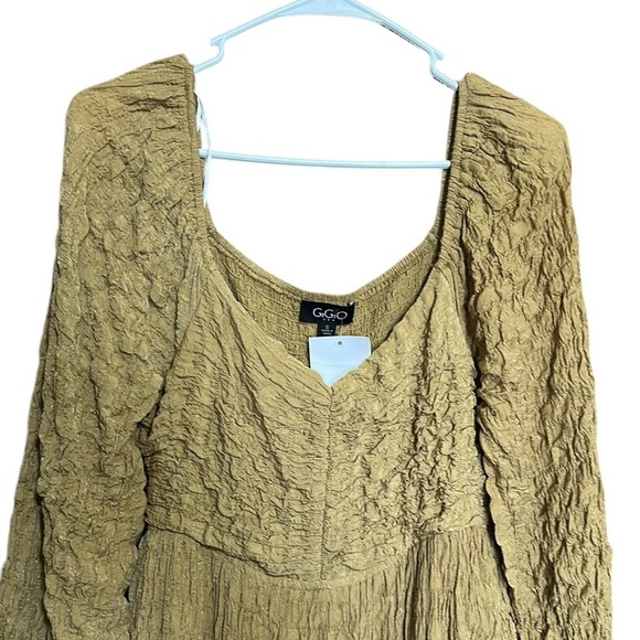 Gigio USA NWT Mini Mustard Color Dress Long Sleeves Square Neck Stretchy Small - Picture 7 of 10